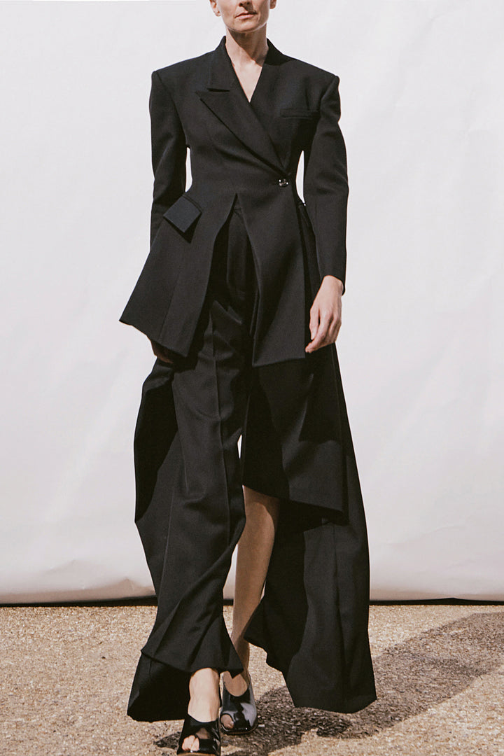 Asymmetric Volume-Contrast Jacket Dark Navy