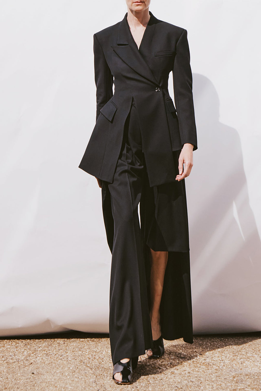 Slit Knee Trousers Dark Navy