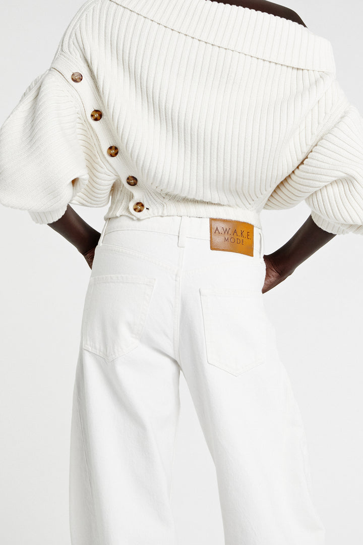 Denim Jeans With Inserts White