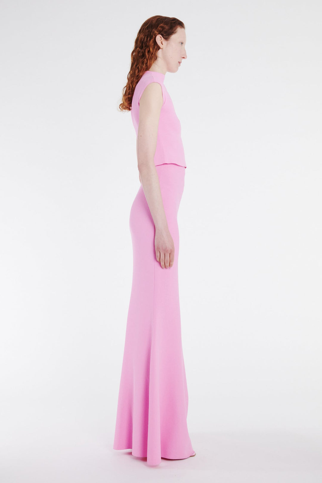 Knitted Flared Skirt With Cut Out Pink