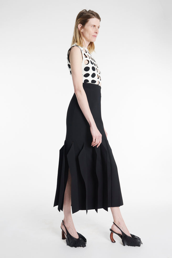 Top With Layered Circular Cutouts White Black