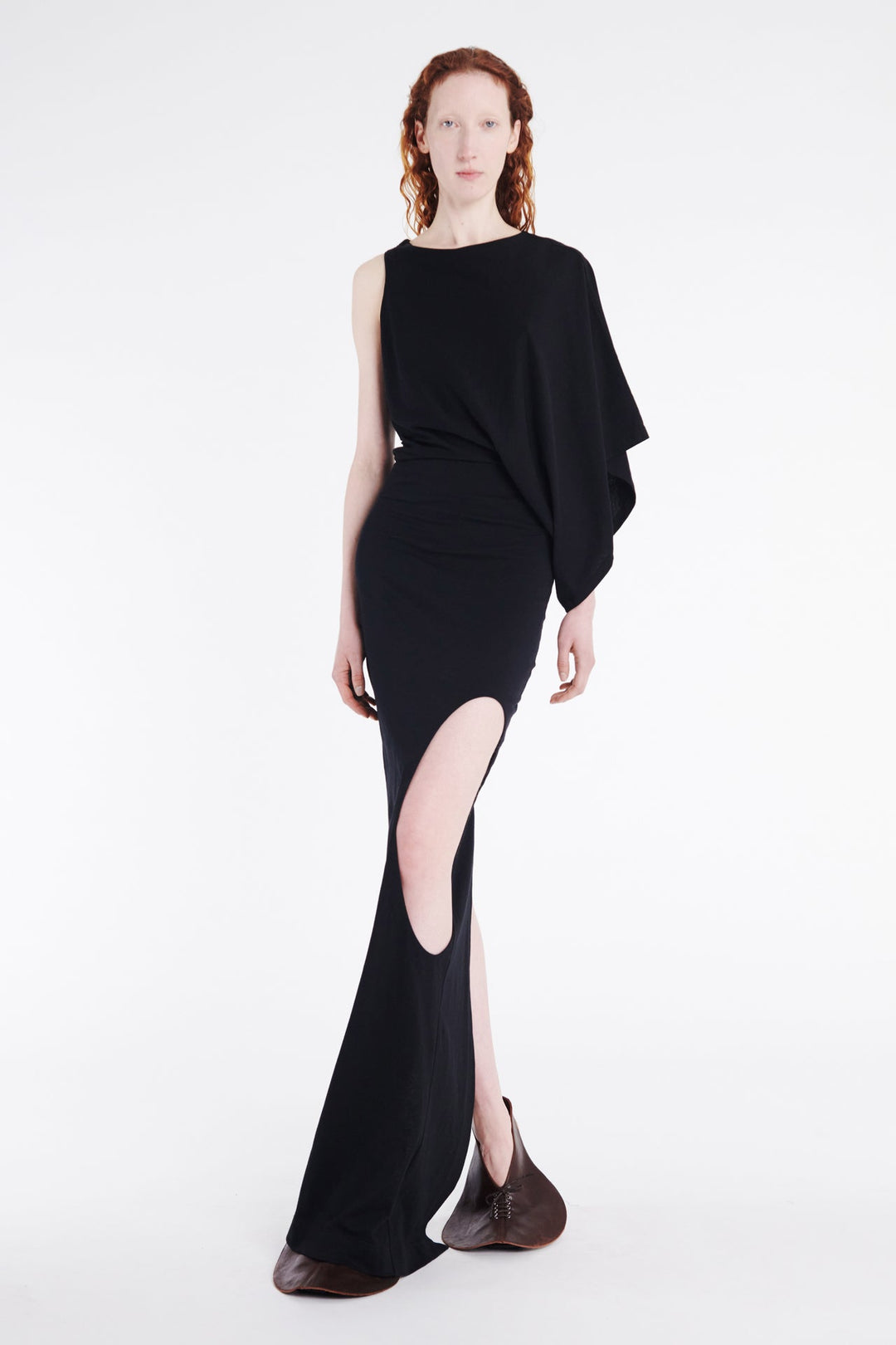 Asymmetric Maxi Dress With Cutout Black
