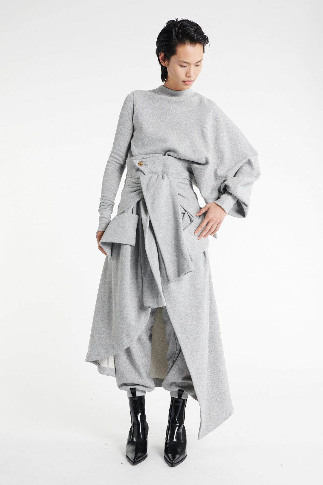 Jersey Jogger With Attached Shirt Skirt Grey Melange