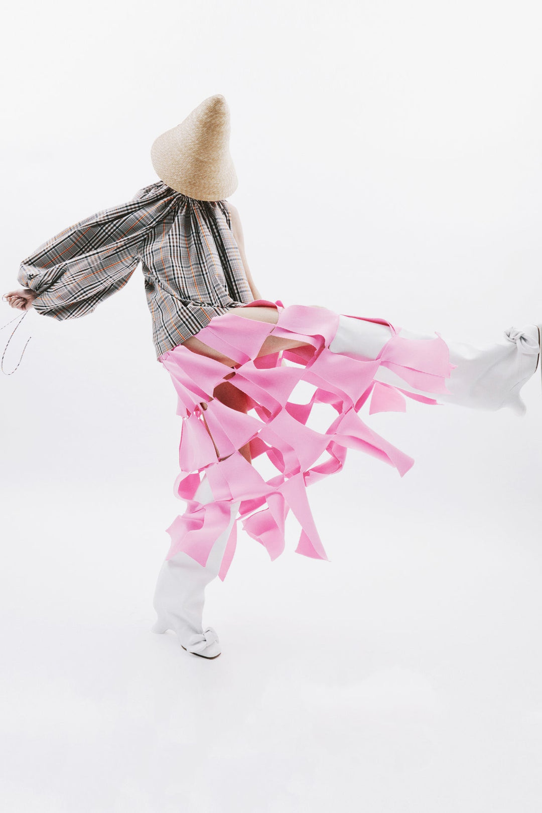 Knitted Multi Trapeze Skirt Pink