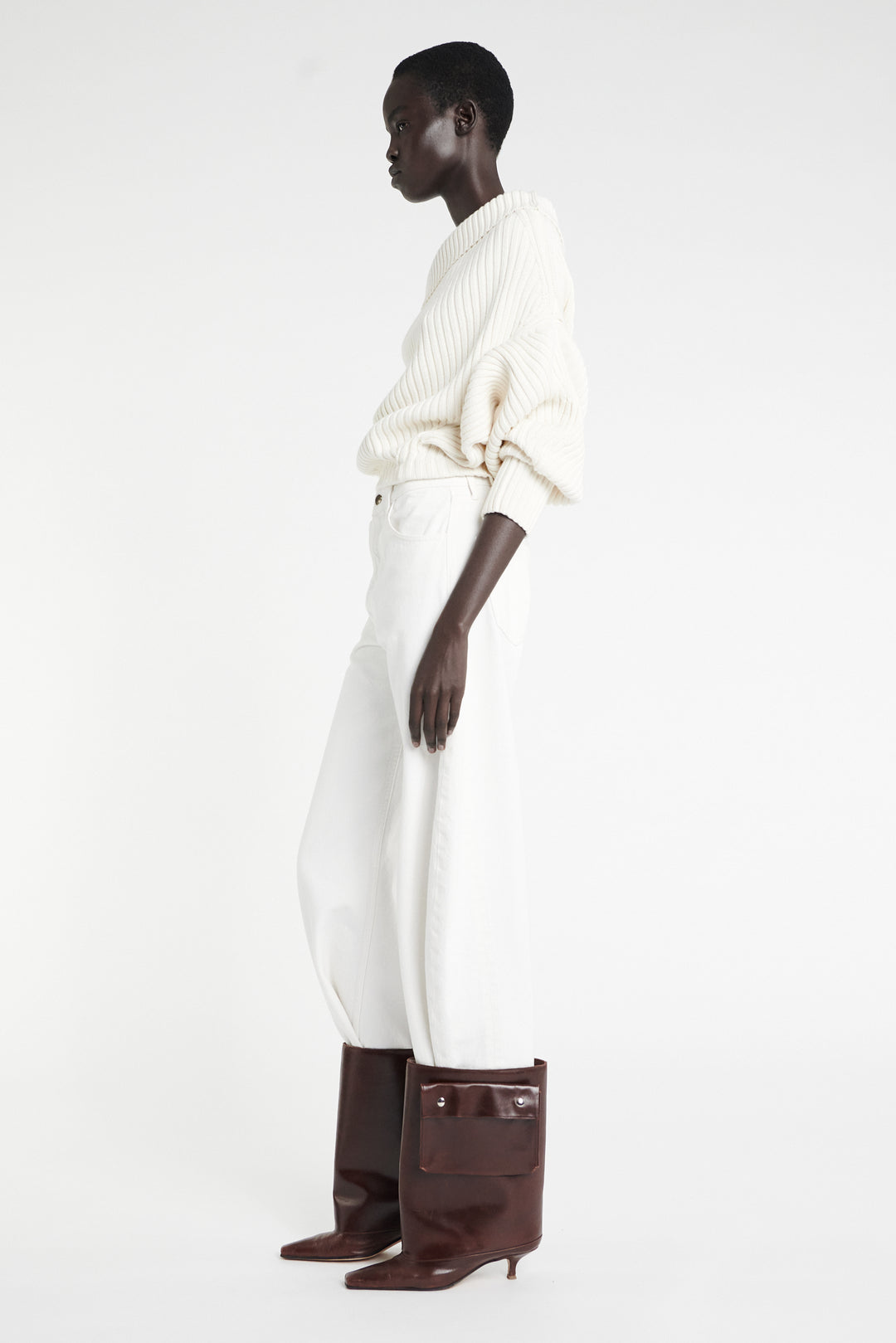 Denim Jeans With Inserts White