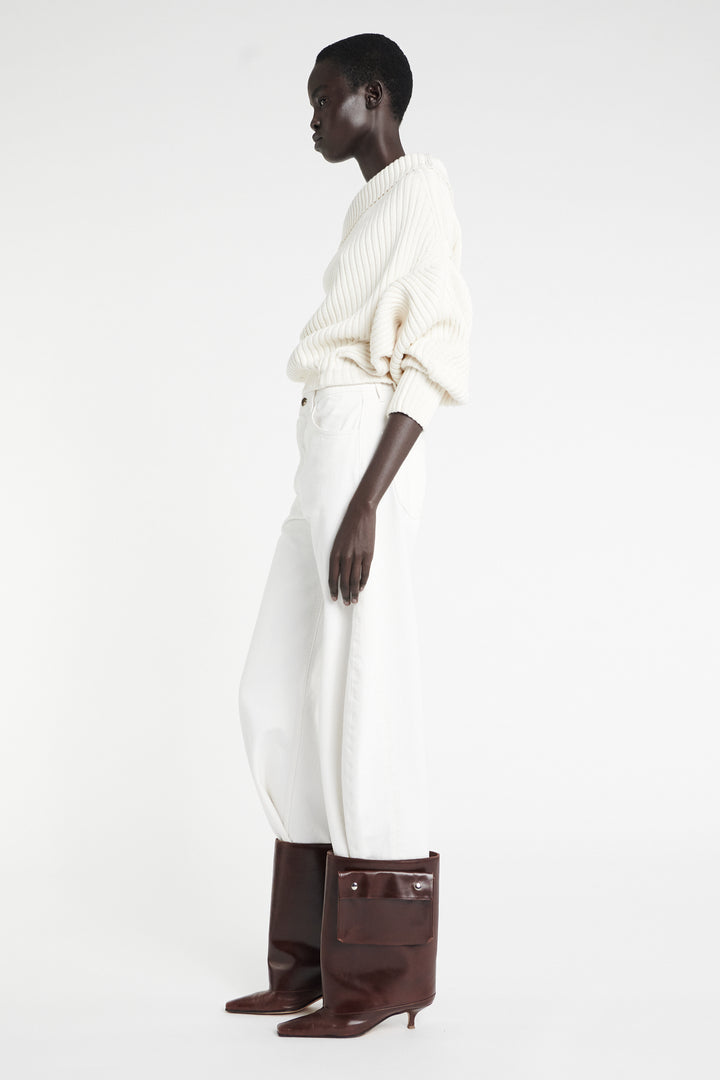 Denim Jeans With Inserts White