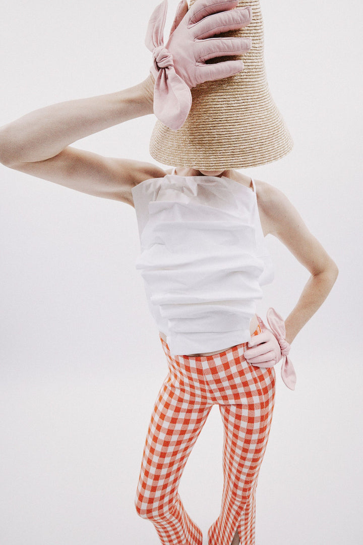Open Back Bib-Front Top White