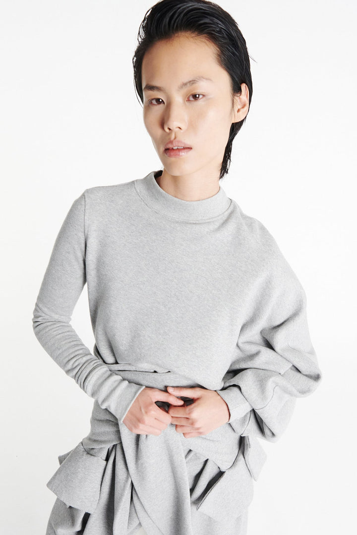 Jersey Slouched Sleeve Sweatshirt Grey Melange