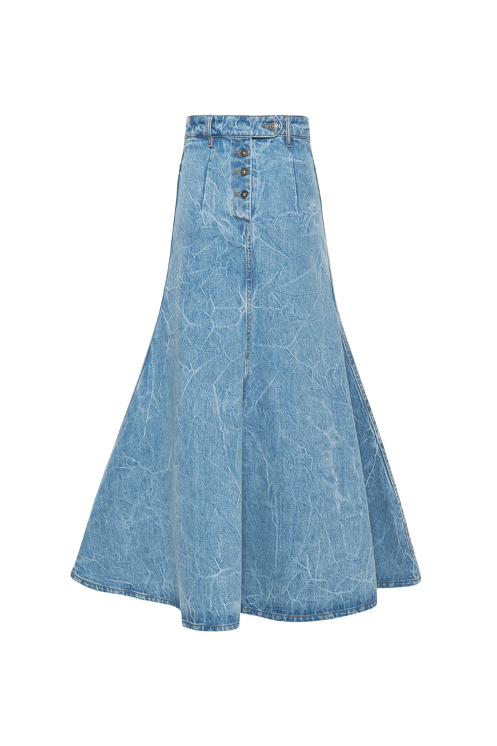Denim Skirt Indigo Acid Wash