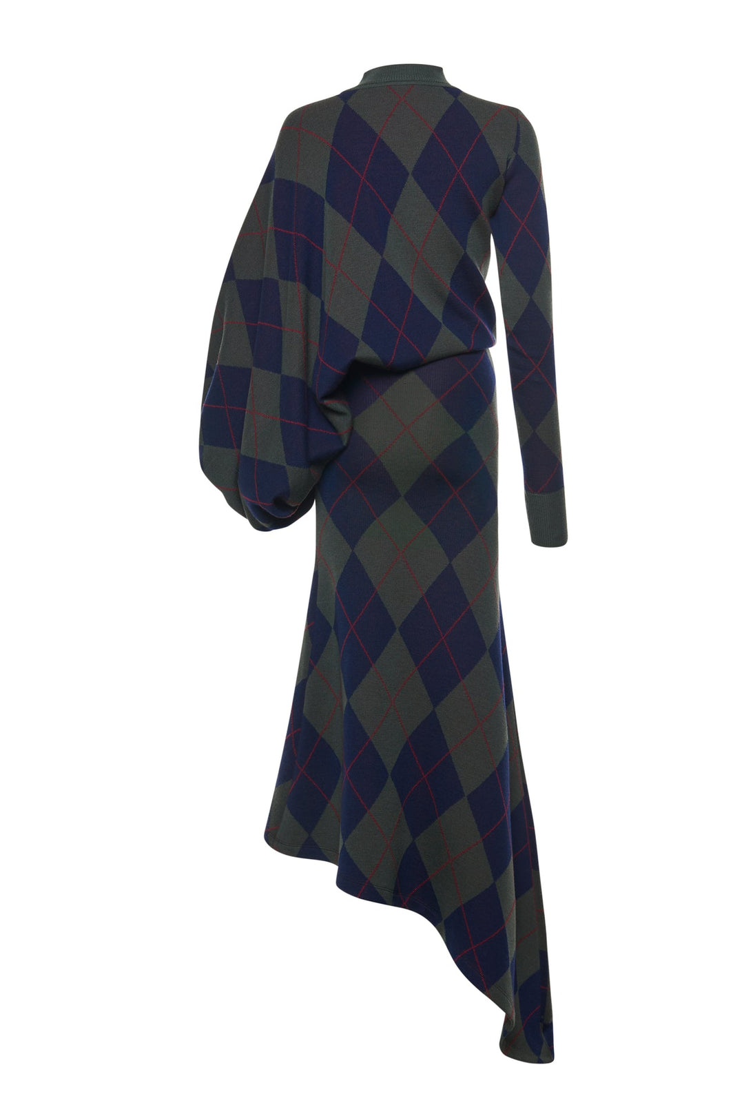 Argyle Knitted Dress Navy Green Argyle