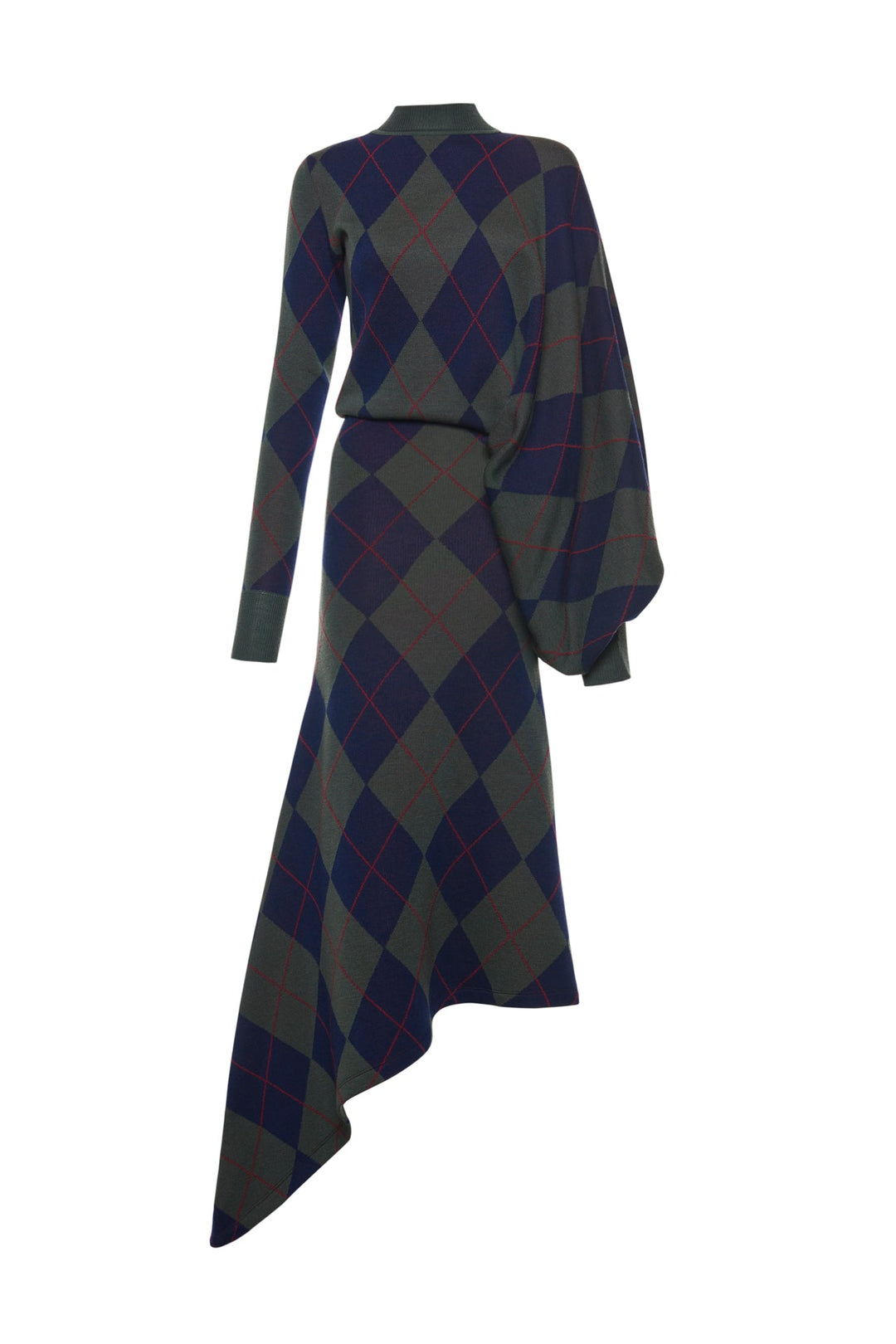Argyle Knitted Dress Navy Green Argyle