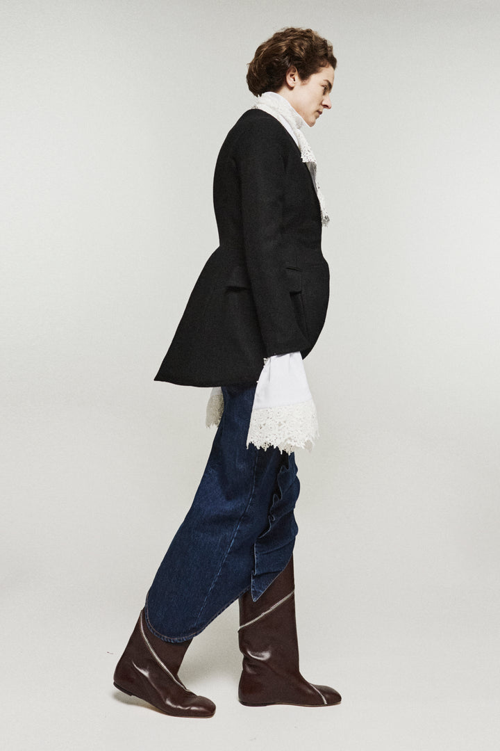 Victorian Style High Collar Top With Jabot White
