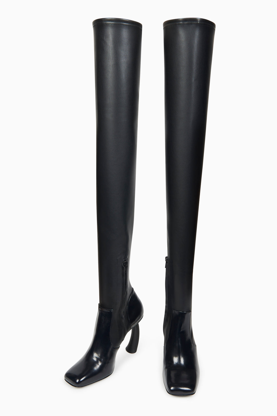 Curved Heel High Boot Black