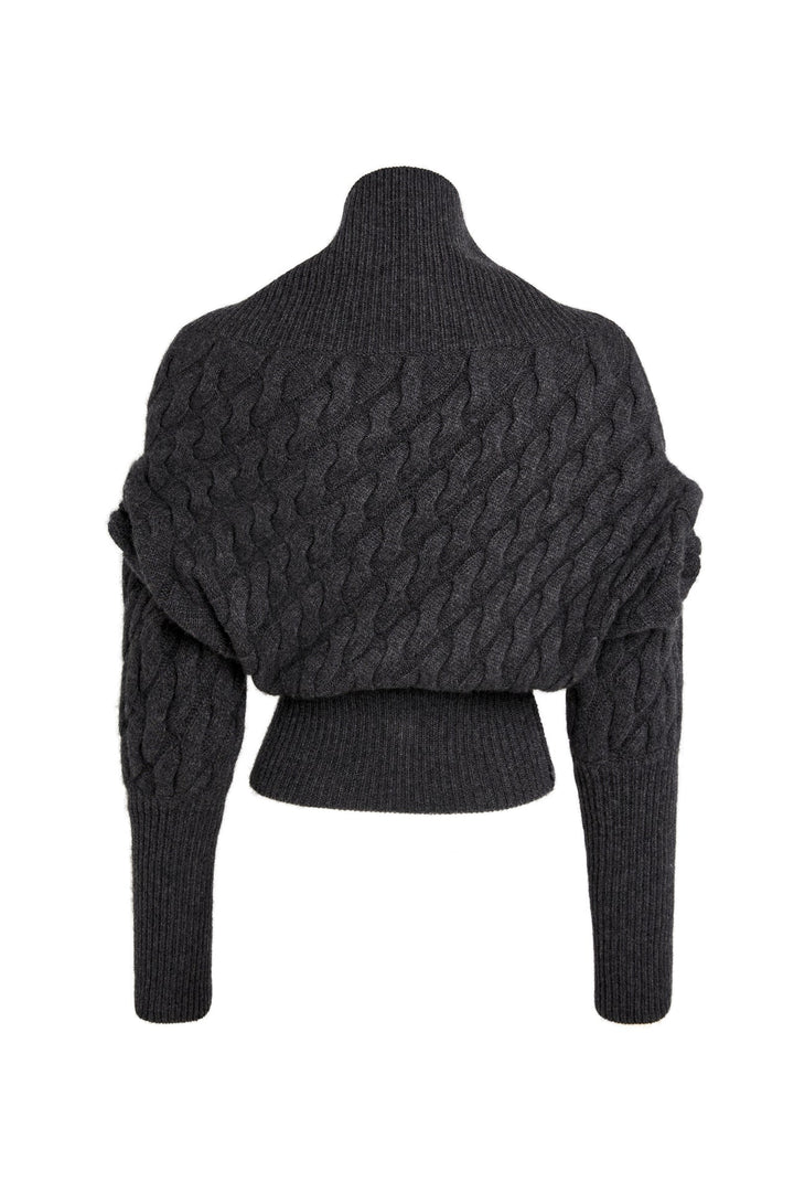 Knitted Top Cable Knit Dark Grey Melange