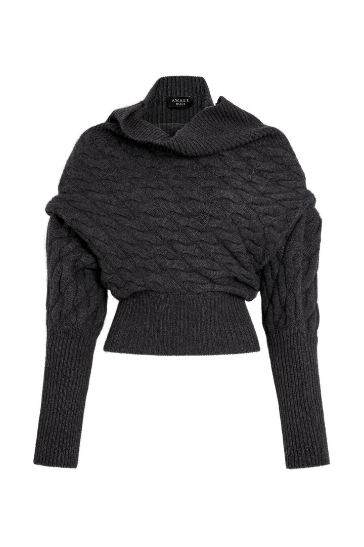 Knitted Top Cable Knit Dark Grey Melange