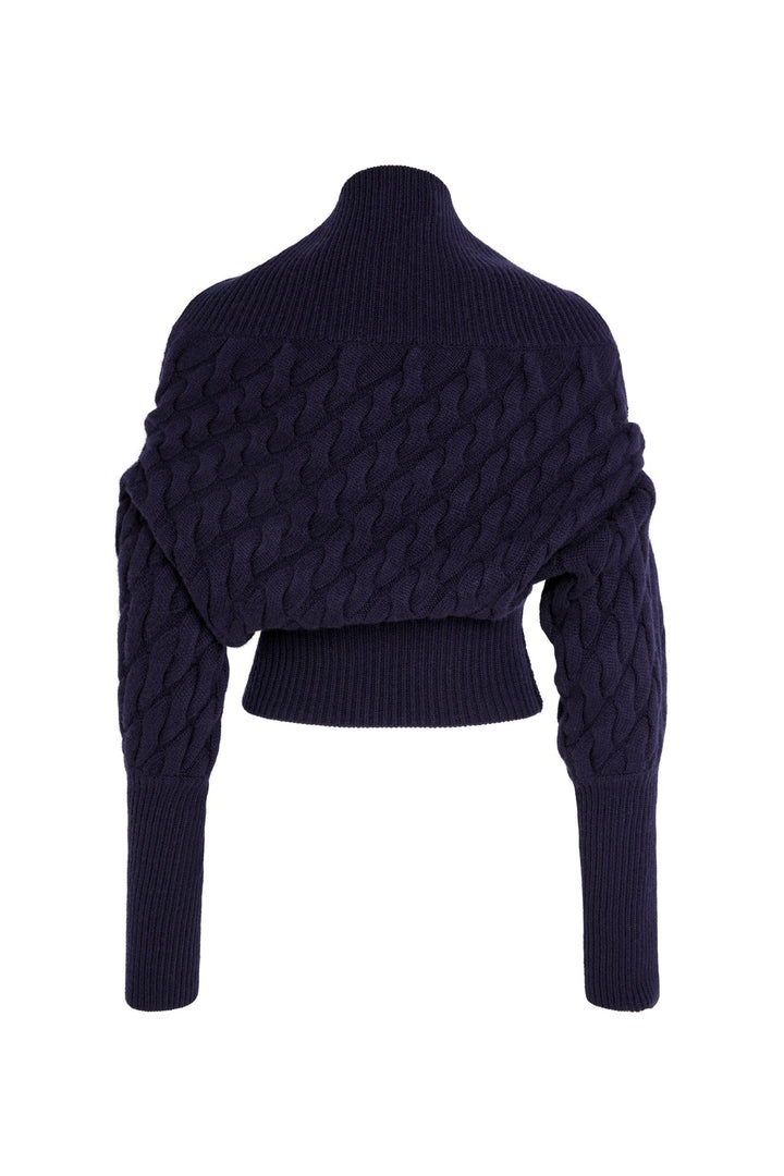 Knitted Top Cable Knit Navy