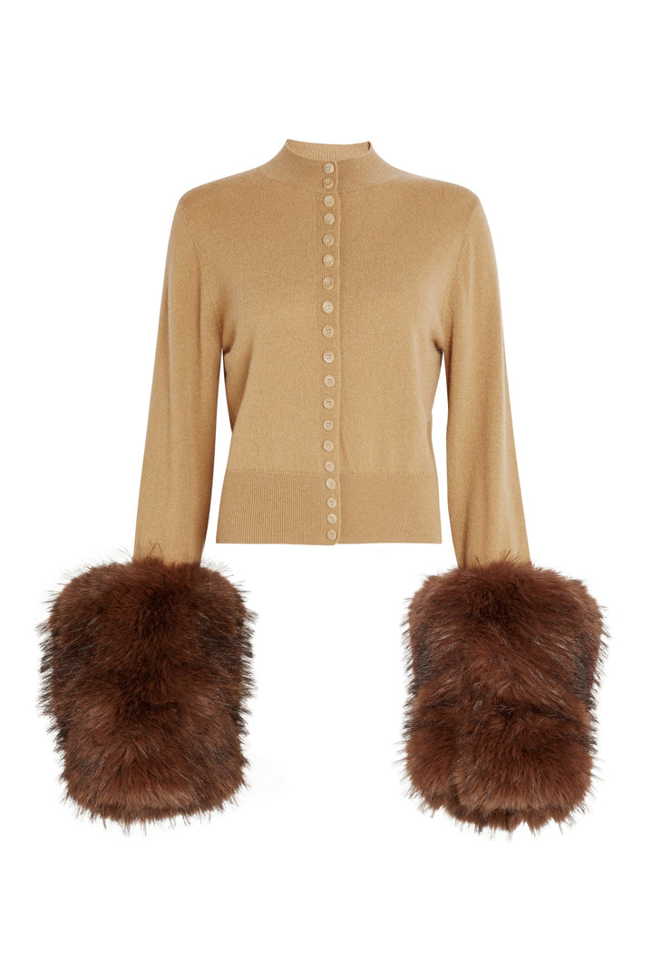 Knitted Cardigan Beige Brown