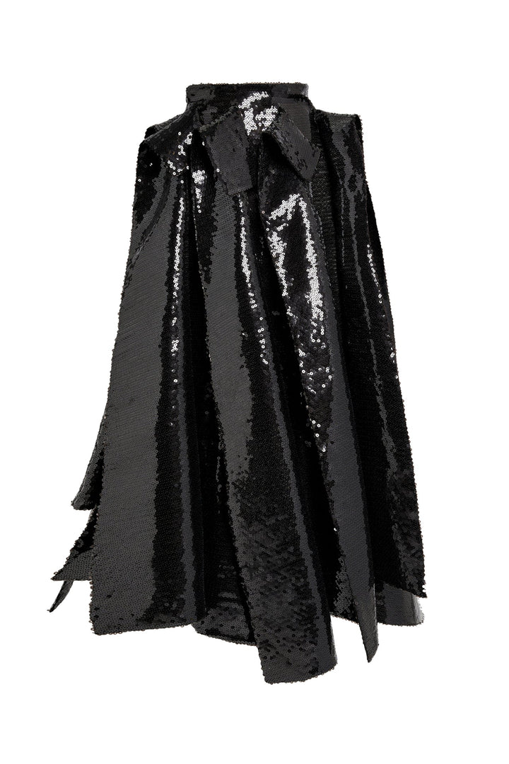 Multi Panel Sequin Skirt Black
