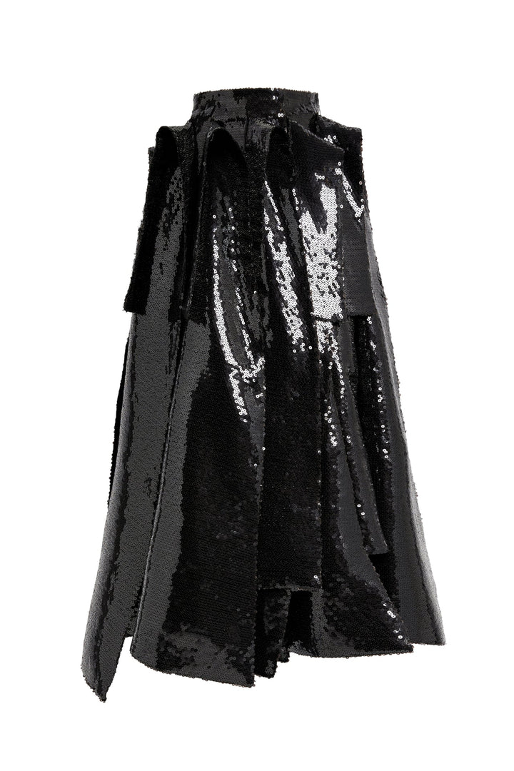 Multi Panel Sequin Skirt Black