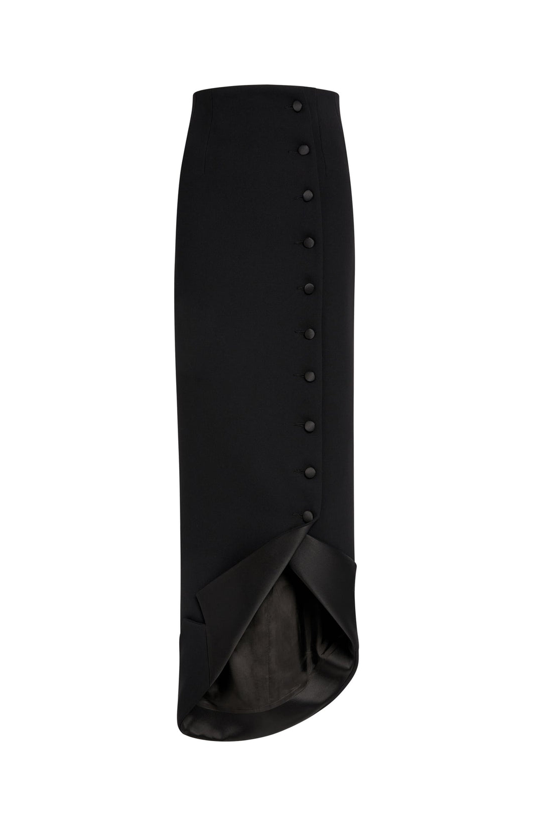 Tailored Skirt With Jacket Collar At Hem Black