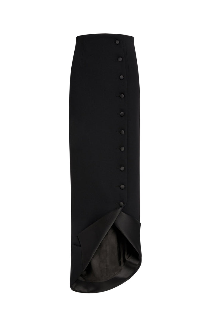 Tailored Skirt With Jacket Collar At Hem Black