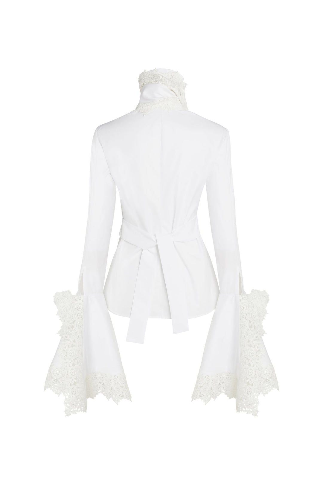 Victorian Style High Collar Top With Jabot White