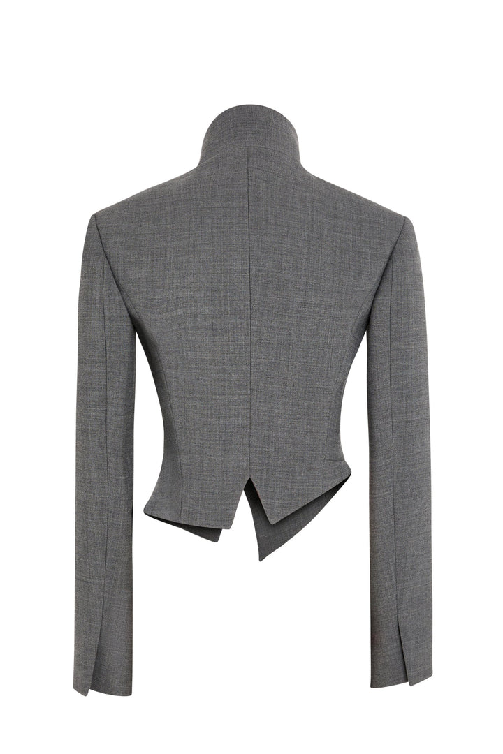 Cropped Double Breasted Jacket Grey