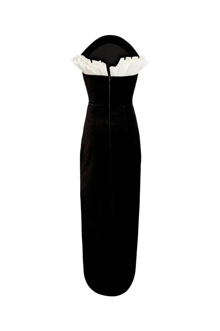 Strapless Dress With Rounded Bustline And Hem Black Ivory
