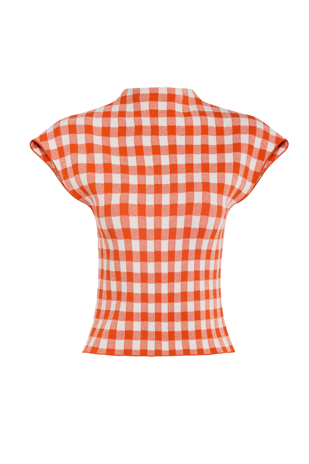 Knitted Sleeveless Top Red White Gingham