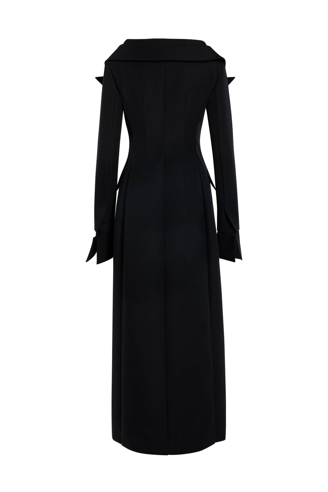 Double-Breasted Fitted Off-Shoulder Jacket Dress Black