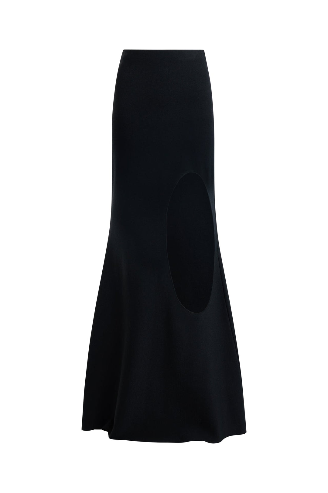 Knitted Flared Skirt With Cut Out Black