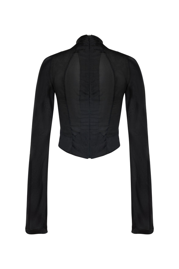 Bib-Front Structured Jacket Black