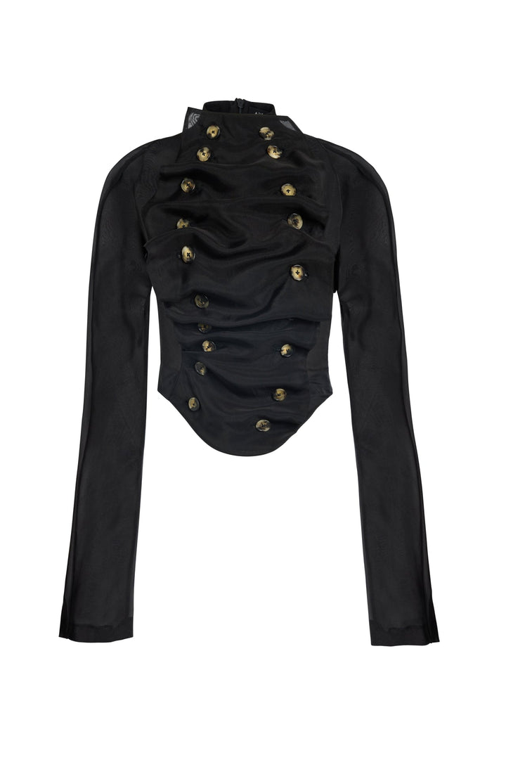 Bib-Front Structured Jacket Black