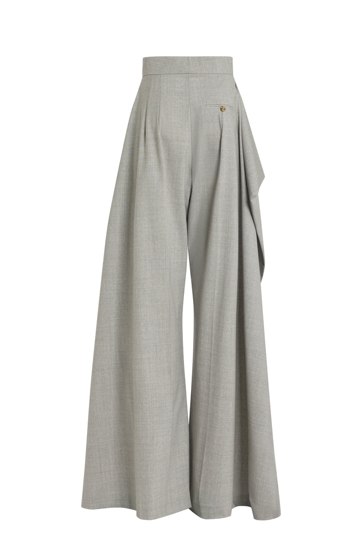 Slit Knee Trousers Light Grey Melange