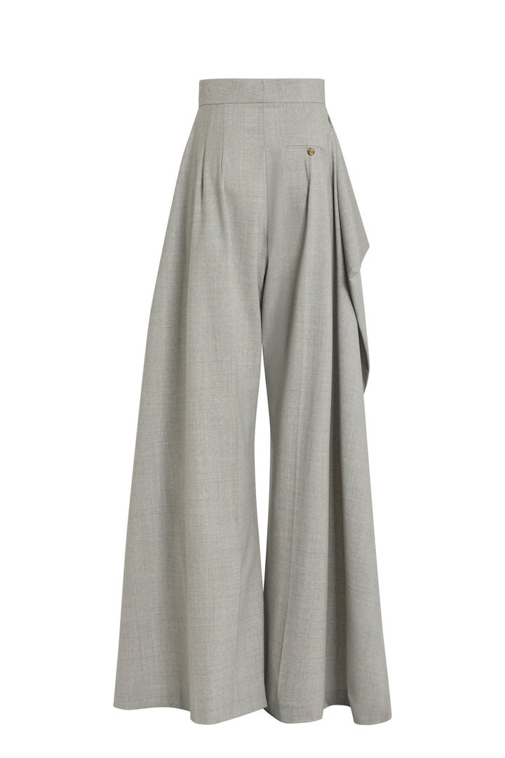Slit Knee Trousers Light Grey Melange