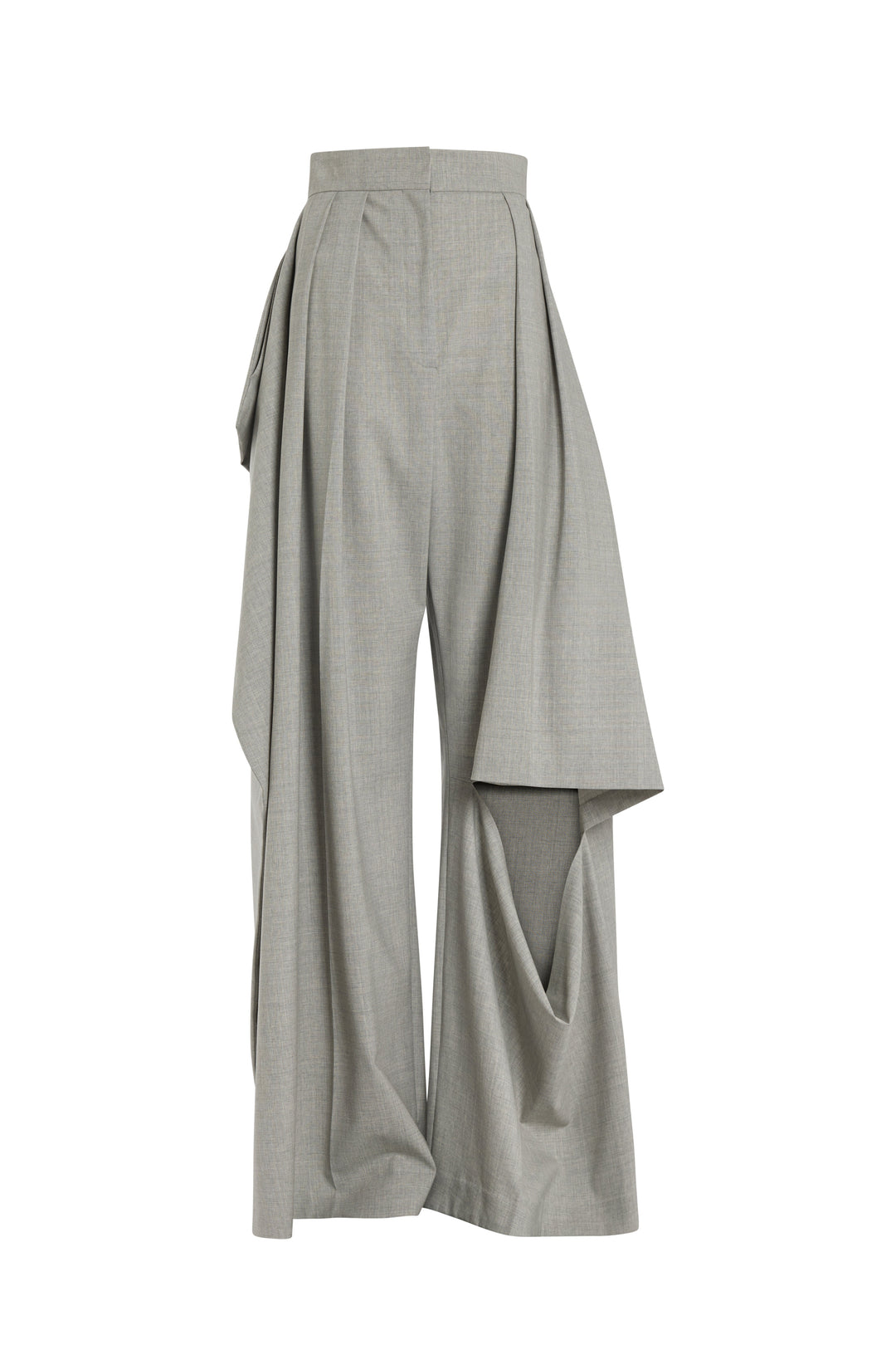 Slit Knee Trousers Light Grey Melange