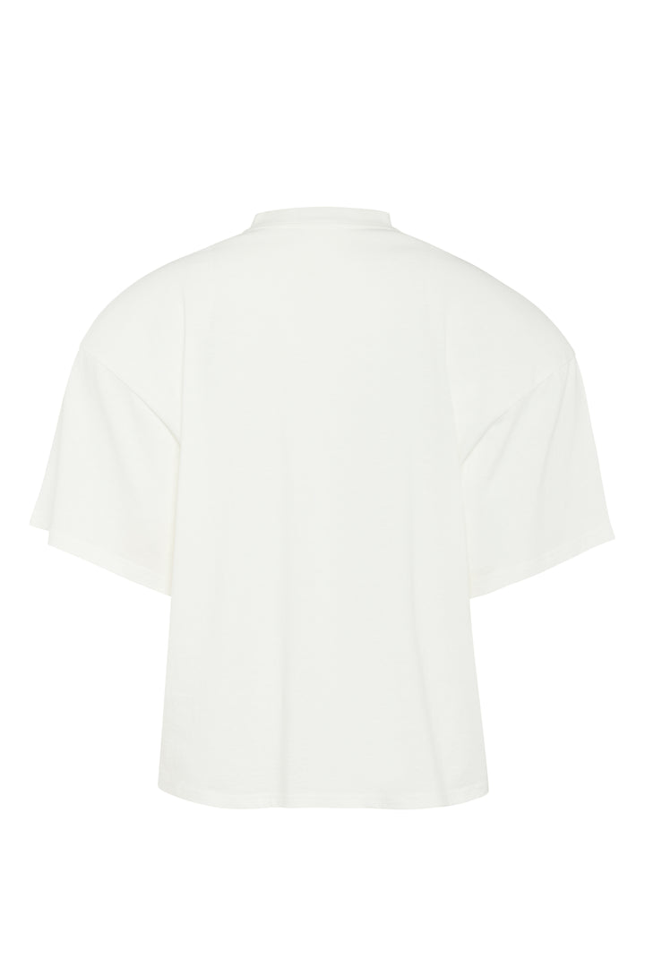 Hemispheres Map Printed Voluminous Tee White
