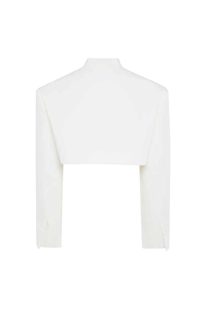 Cropped Tuxedo Jacket White