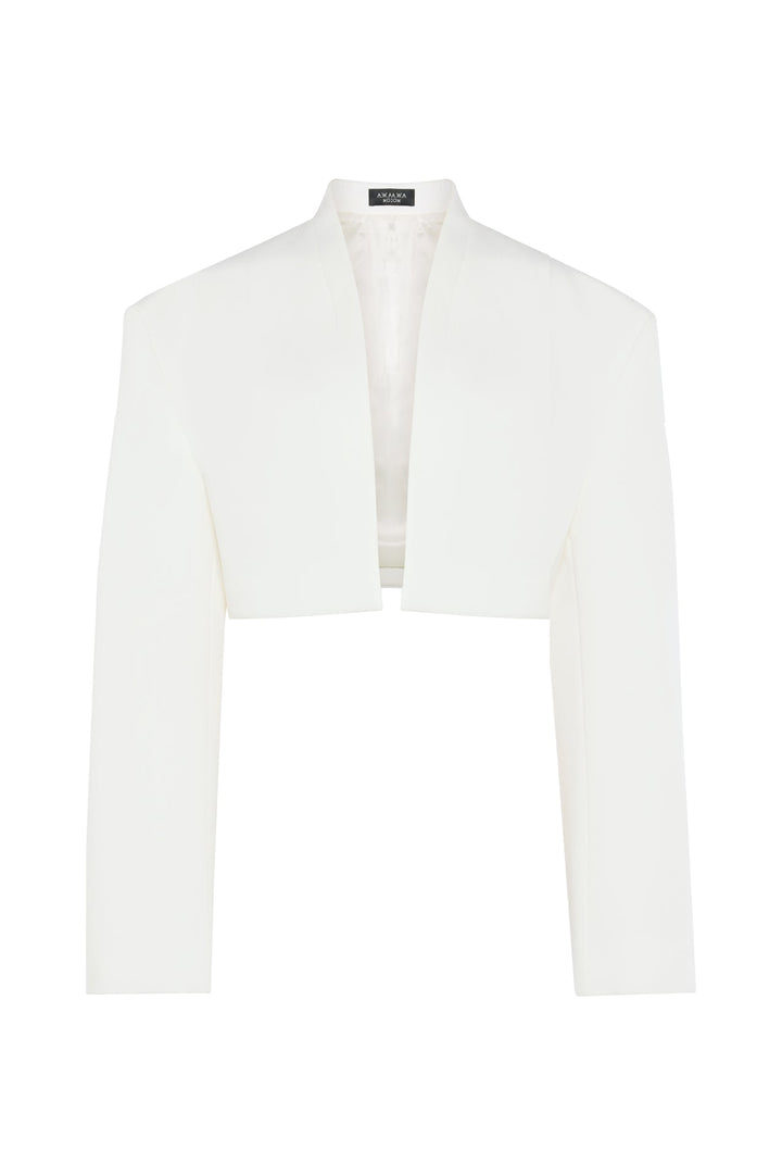 Cropped Tuxedo Jacket White