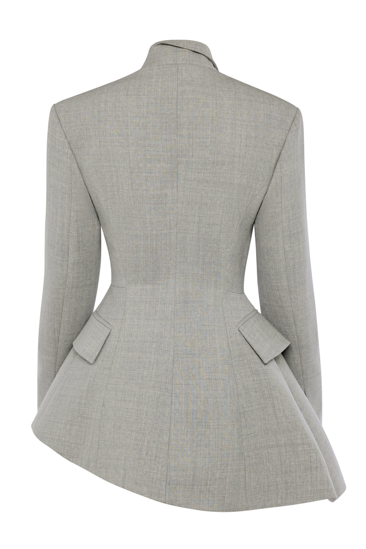 Asymmetric Volume-Contrast Jacket Light Grey Melange