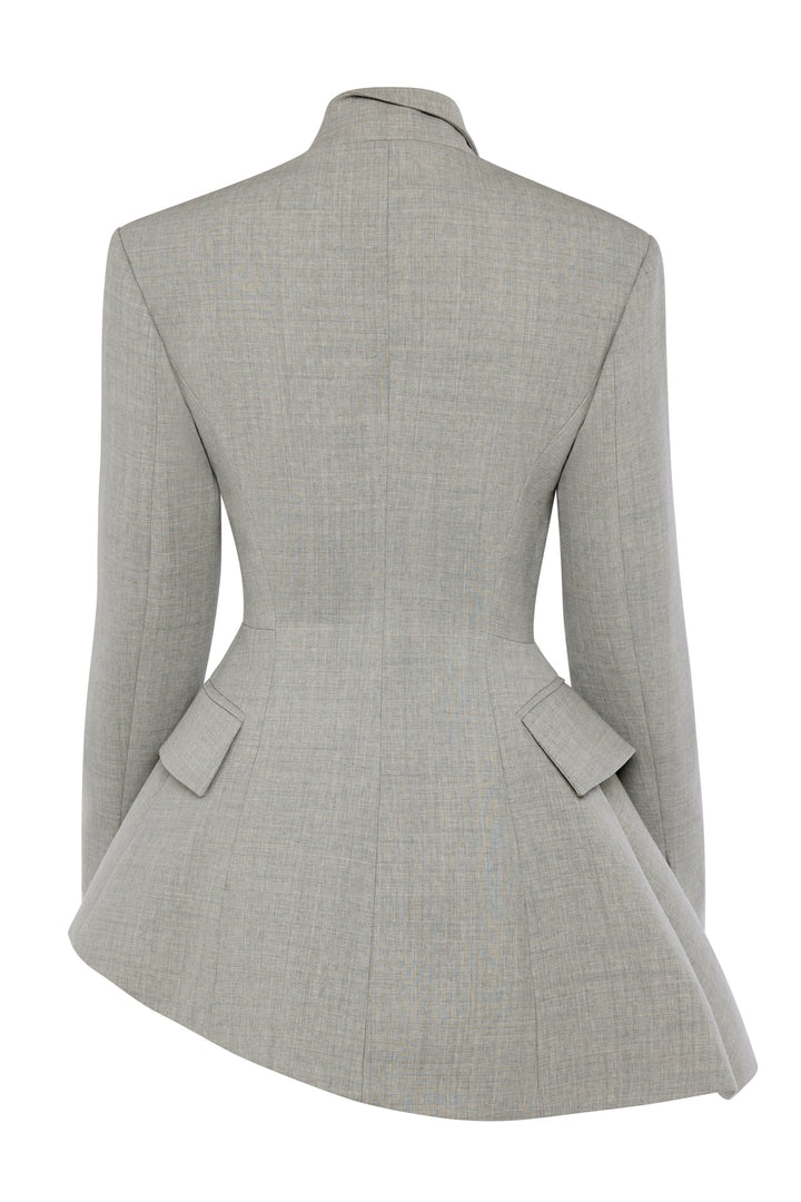 Asymmetric Volume-Contrast Jacket Light Grey Melange