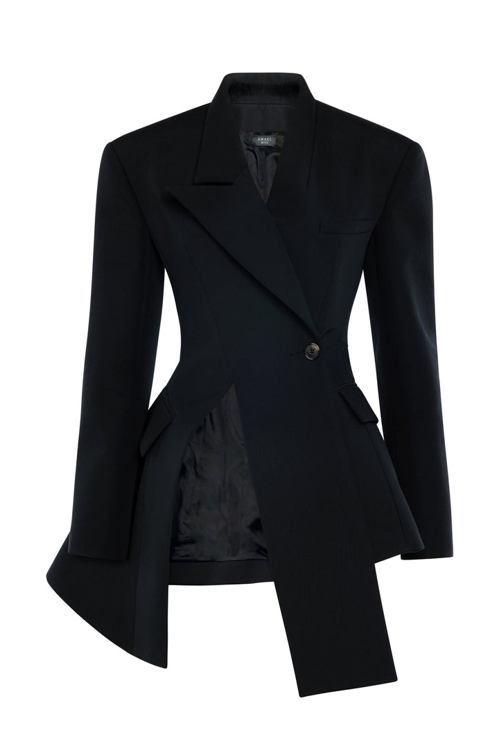 Asymmetric Volume-Contrast Jacket Black