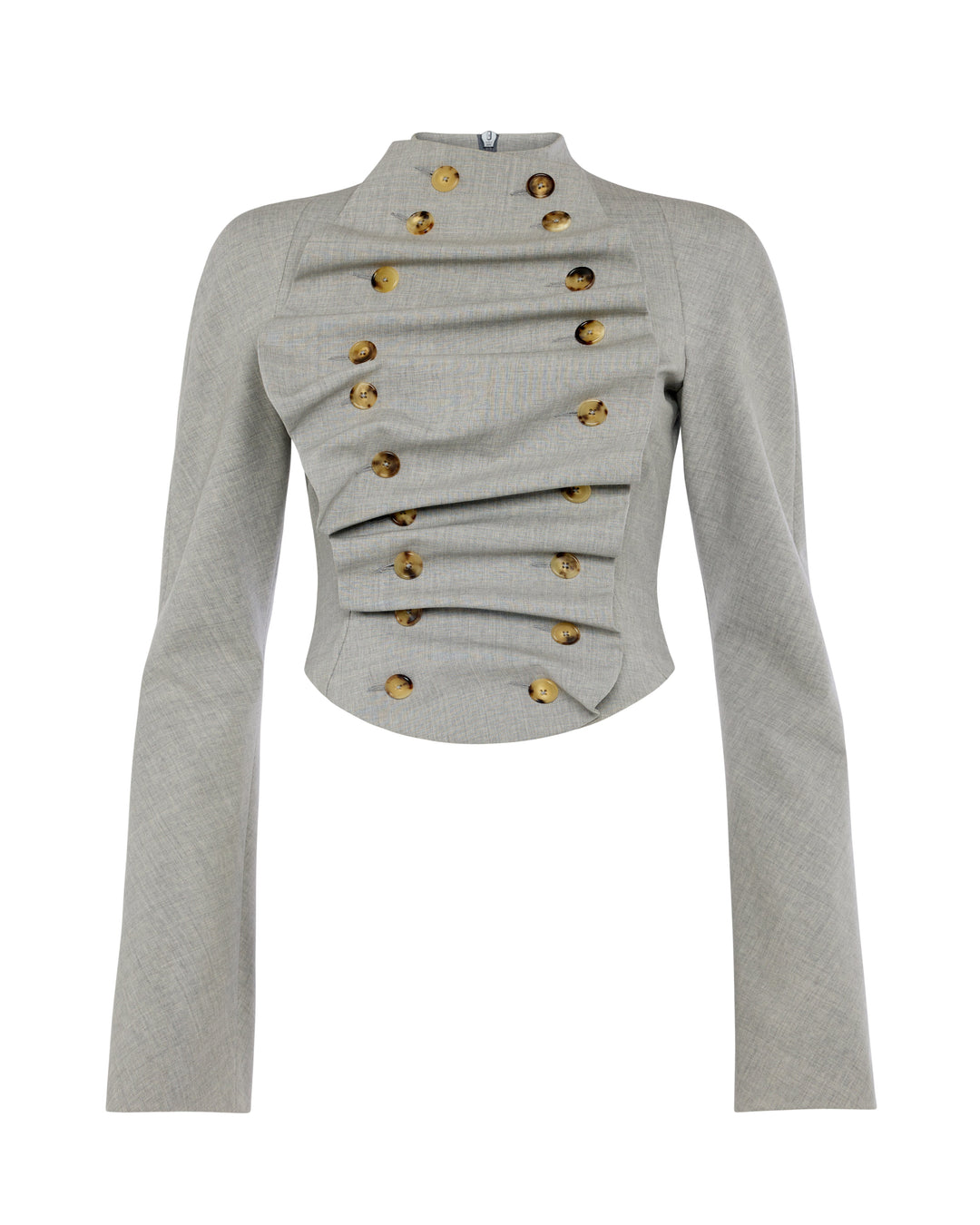 Bib-Front Structured Jacket Light Grey Melange