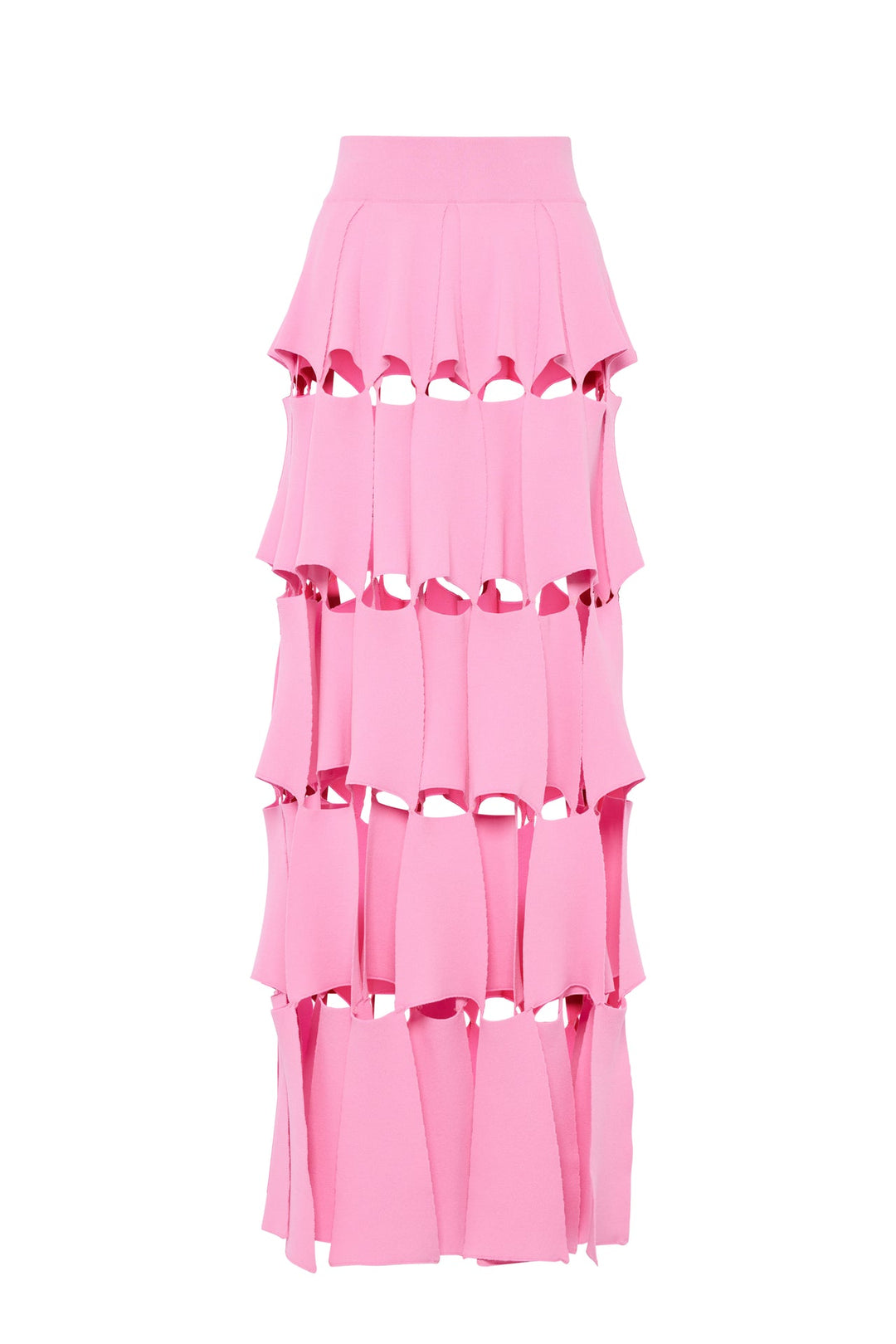 Knitted Multi Trapeze Skirt Pink