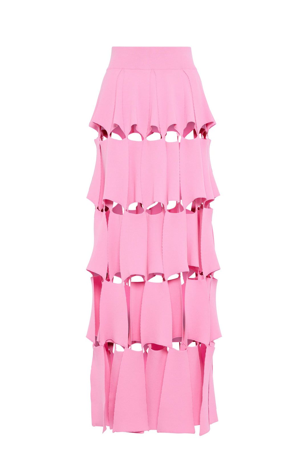 Knitted Multi Trapeze Skirt Pink