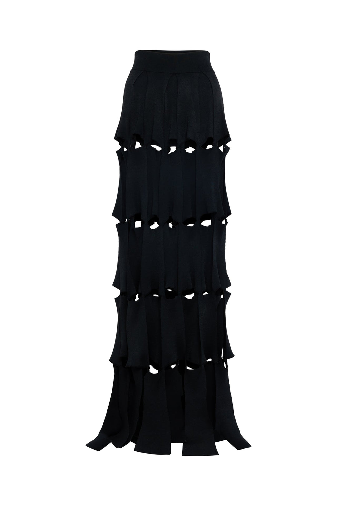 Knitted Multi Trapeze Skirt Black