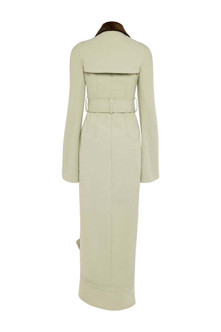 Bib-Front Structured Trench Coat Light Khaki