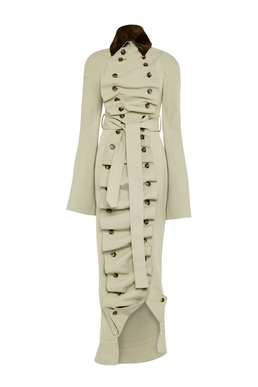 Bib-Front Structured Trench Coat Light Khaki