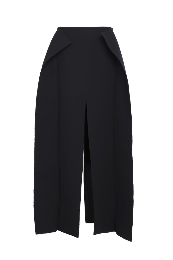 Long Hip Panelled Skirt Black