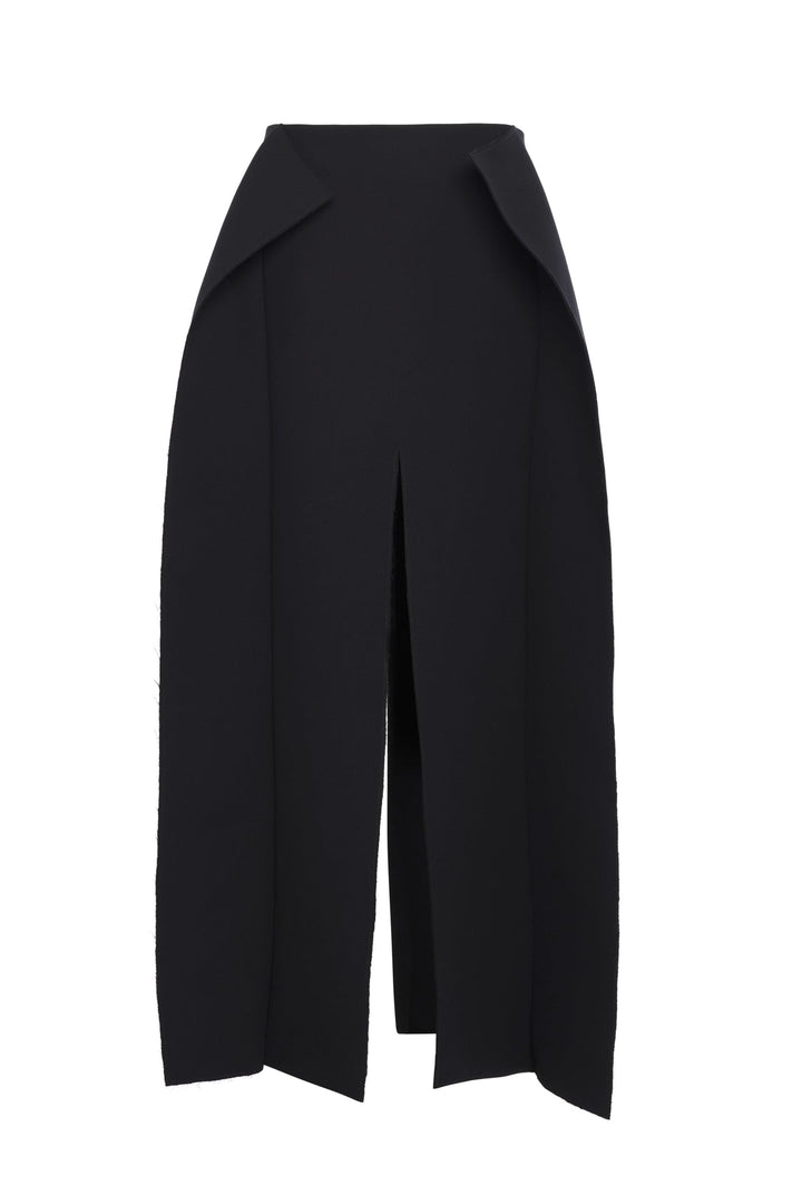 Long Hip Panelled Skirt Black